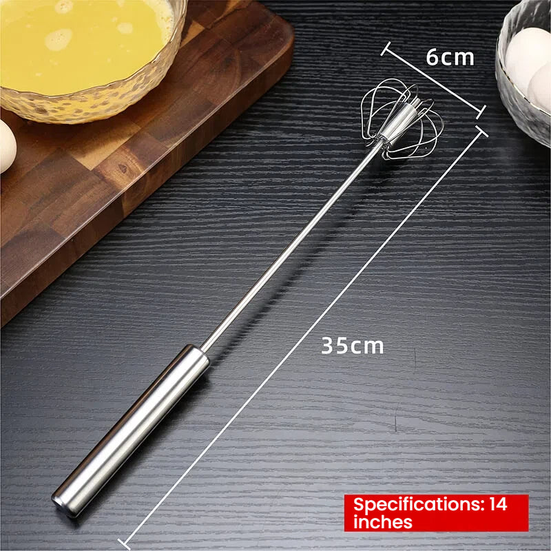 🥄✨ Stainless Steel Hand-Push Rotary Whisk – Effortless Mixing in Seconds!