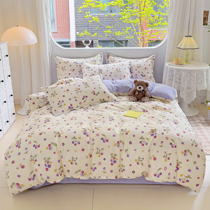 🌸 Sleep in Bloom，100% pure cotton four-piece bed sheet and quilt cover set