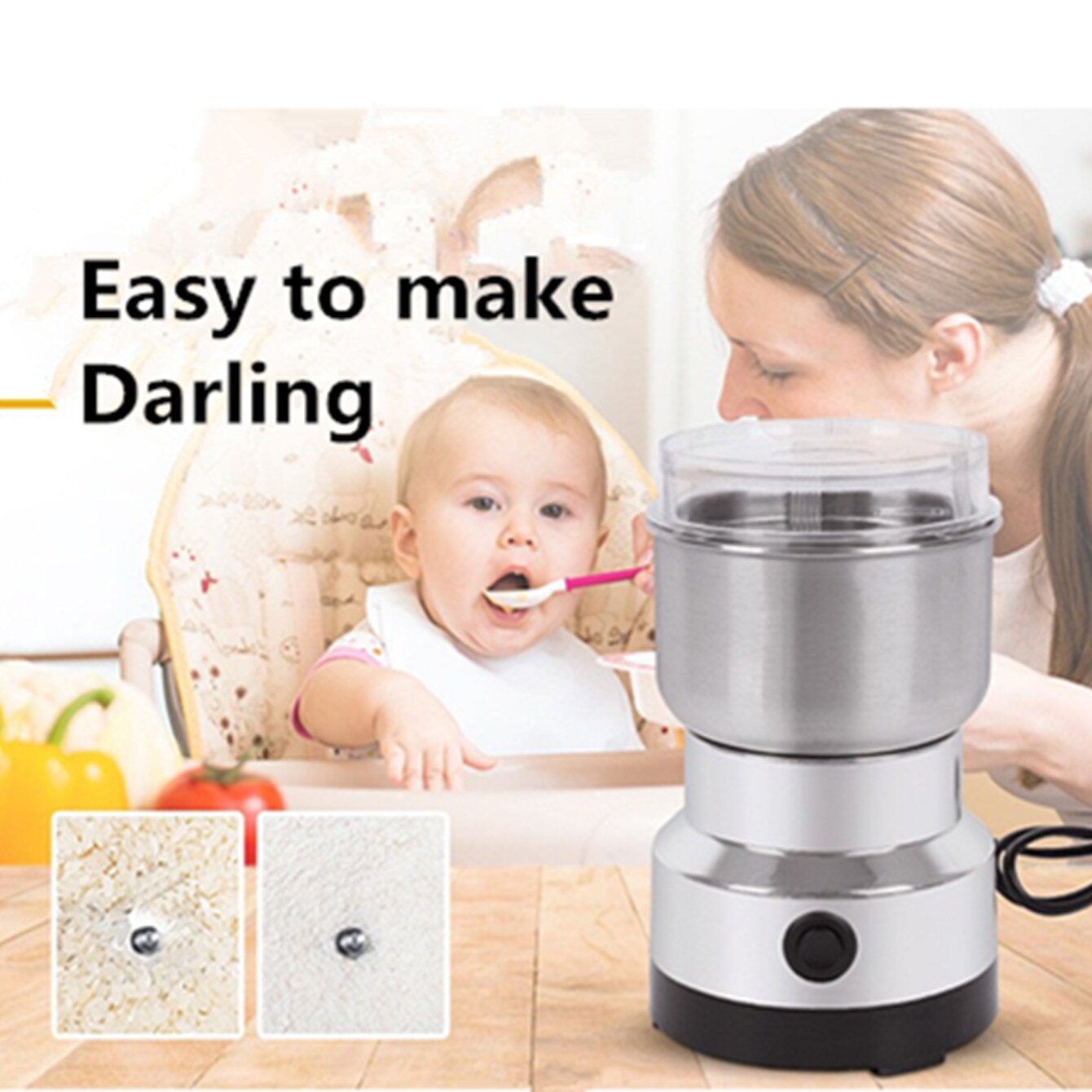 🏅High-Speed Stainless Steel Grain Grinder