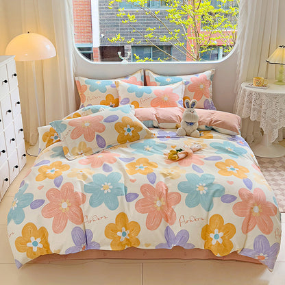 🌸 Sleep in Bloom，100% pure cotton four-piece bed sheet and quilt cover set