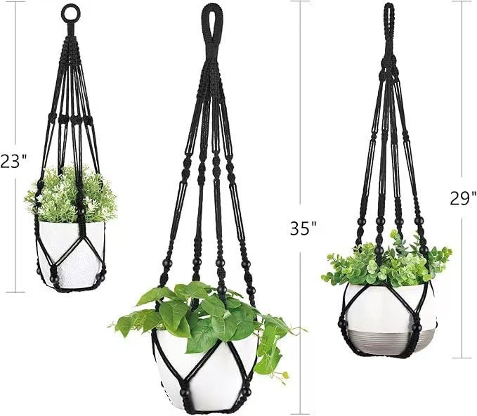 Boho Jute Macrame Plant Hanger 🌿 Hand-Woven with Wooden Beads | Indoor & Outdoor Decor