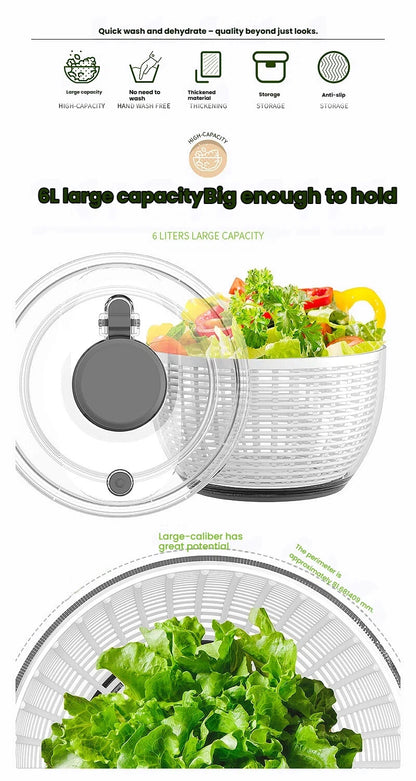 Multifunctional Press-Type Fruit and Vegetable Dehydrator, Household Drain Basket for Vegetable Salads and Fitness Meals