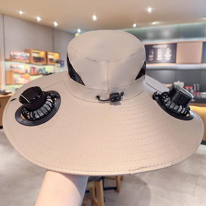 Solar Fan Hat with Wide Brim for Sun Shade