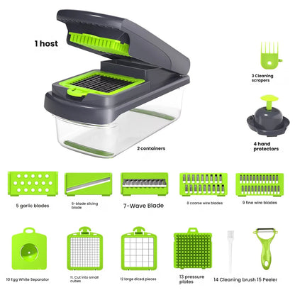 15-in-1 Vegetable Chopper with Container | Multifunctional Food Cutter