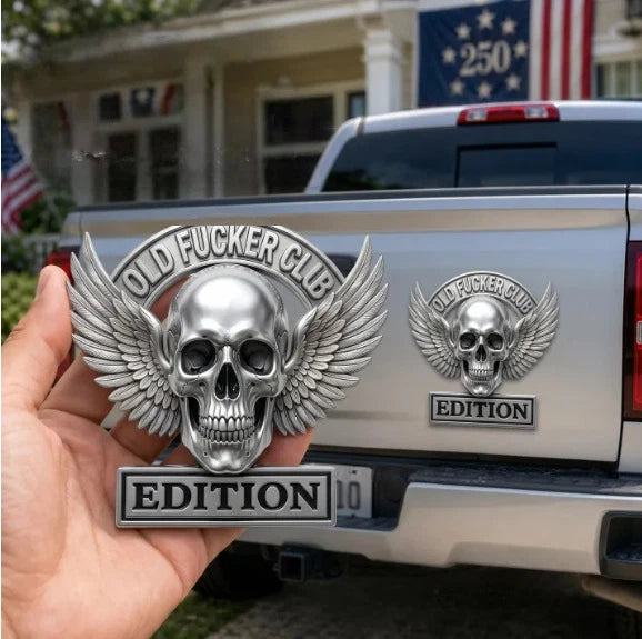 OLD F*CKERS CLUBMetal Car Emblem |Chrome Peel-and-StickBadge for Trucks, SUVs,Toolboxes & Garages