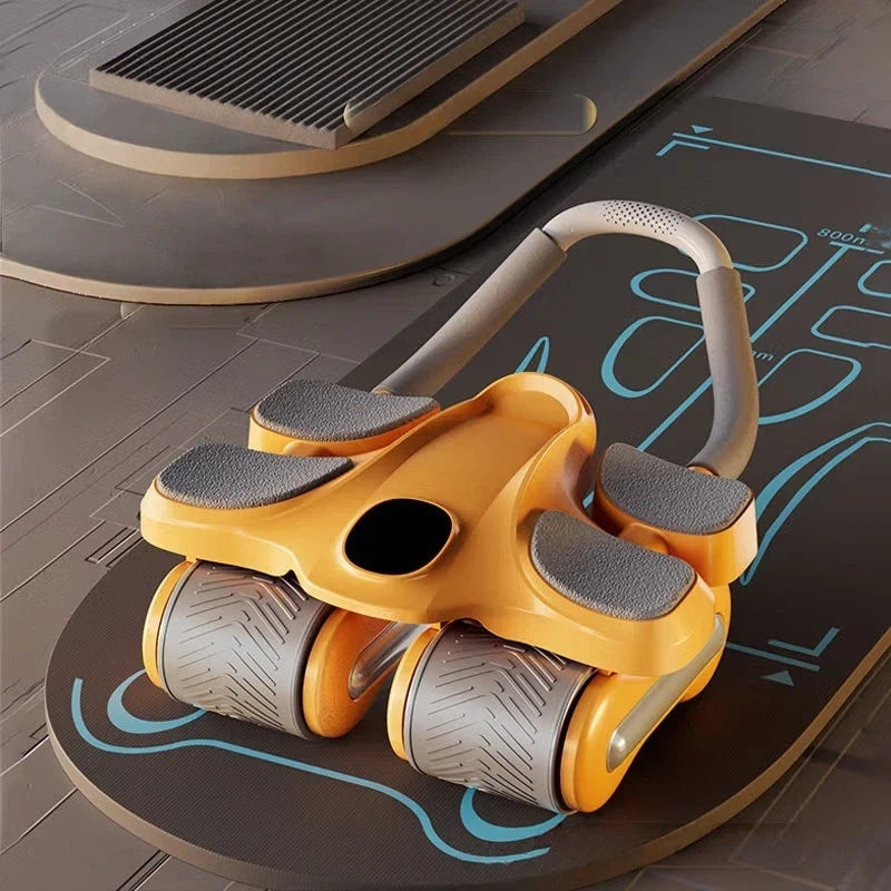 Ab Wheel Roller with Automatic Rebound – 4-Wheel Core Trainer with Timer, Phone Holder & Knee Pad
