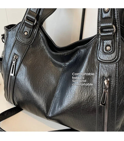 Women's Studded Shoulder Handbag – Large Capacity PU Leather Tote Purse