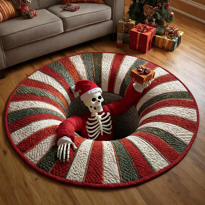 💀Halloween 3D Bottomless Illusion Rug Skeleton Pit Non-Slip Crystal Velvet Mat 🎃