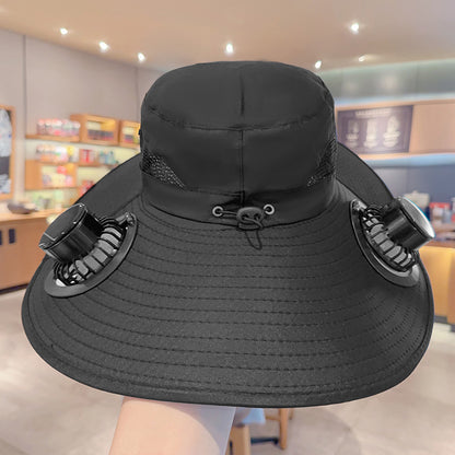 Solar Fan Hat with Wide Brim for Sun Shade