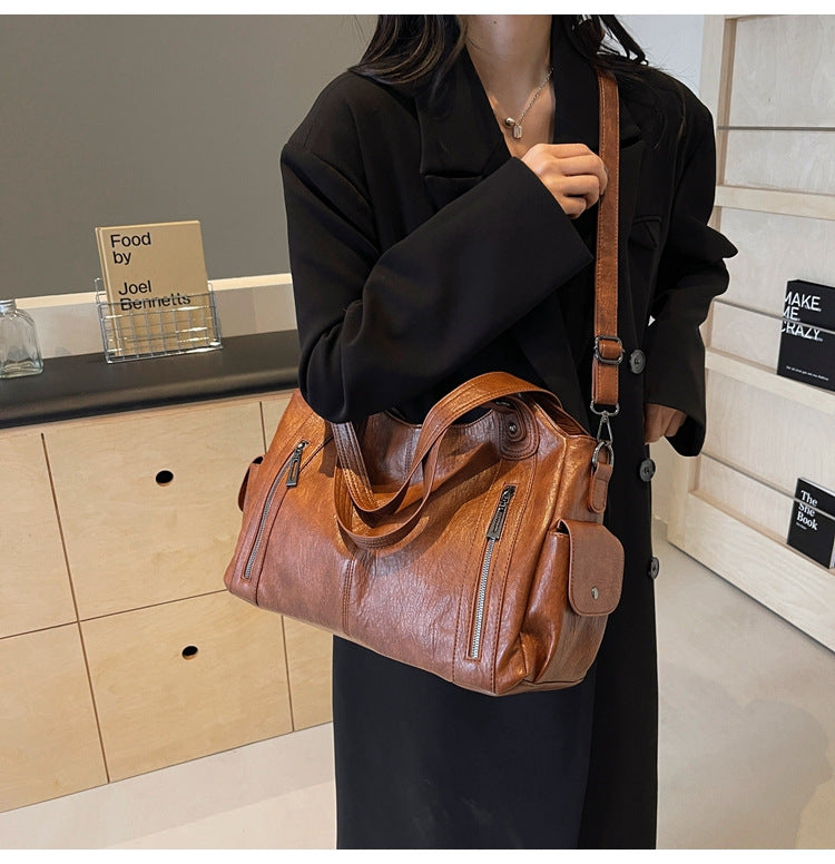 Women's Studded Shoulder Handbag – Large Capacity PU Leather Tote Purse