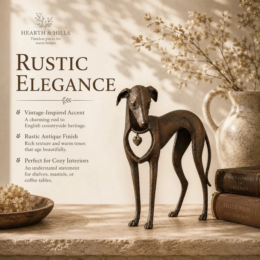 Heritage Heart Sphynx Sculpture – Vintage Iron Cat Accent for Timeless Interiors