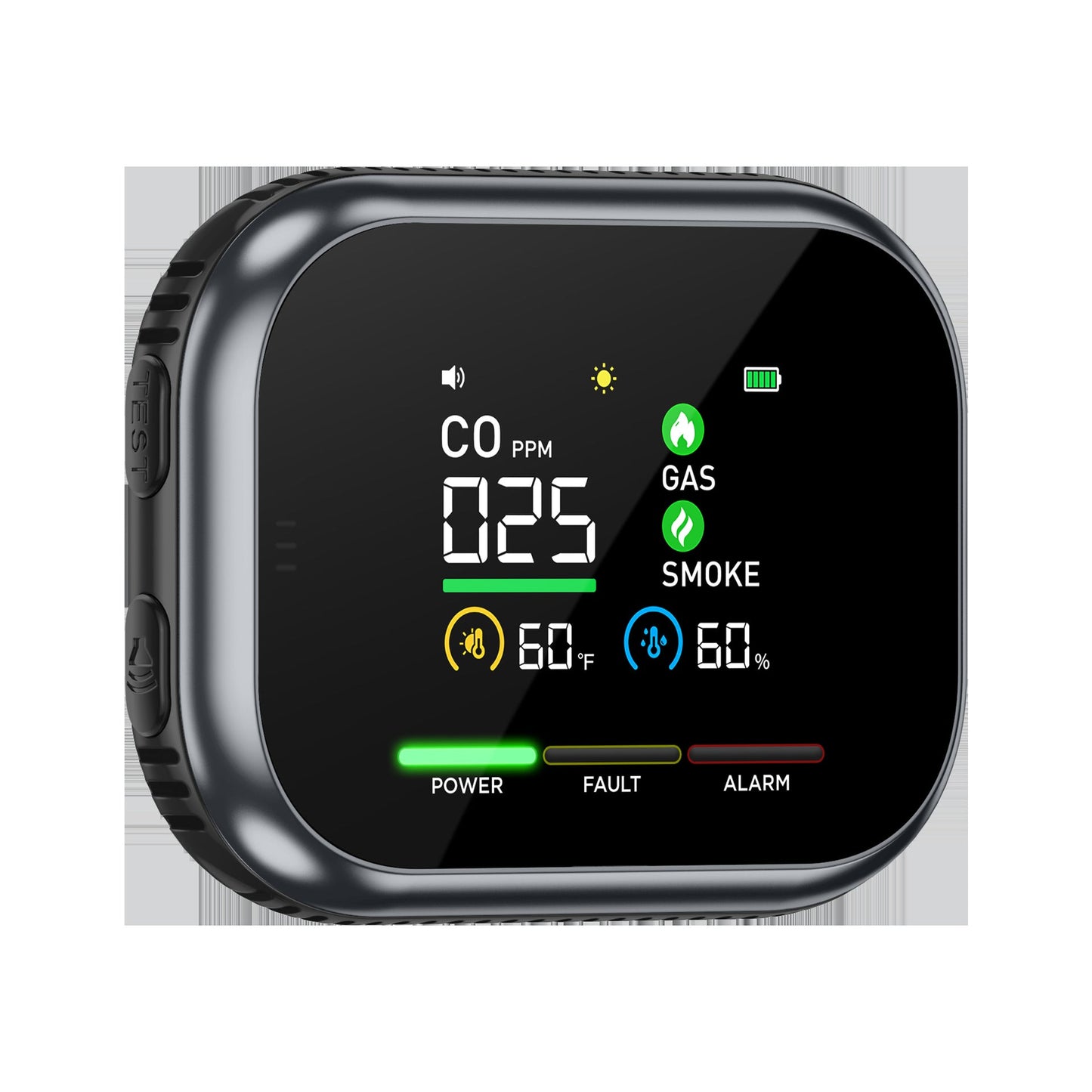 Multi-Function Home Safety Detector - CO,Gas, Smoke,Temperature & Humidity Monitor