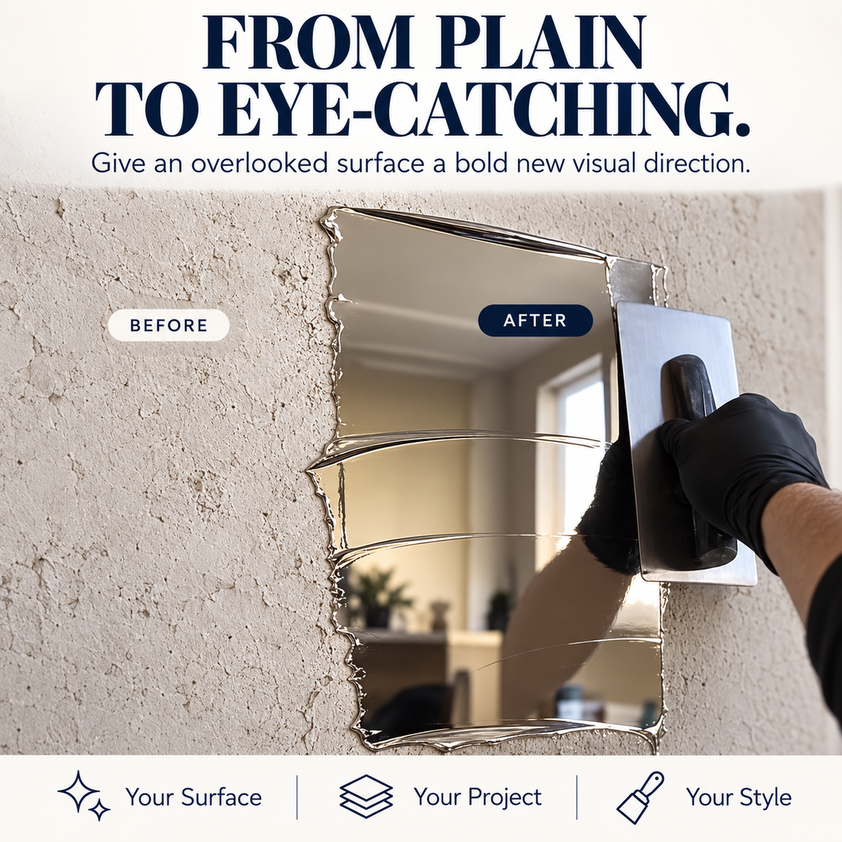 ✨ Mirror-Effect Decorative Coating – Turn Ordinary Surfaces into Eye-Catching Silver-Tone Statements