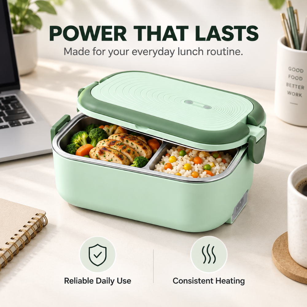 Portable Electric Heated Lunch Box Water-Free Food Warmer