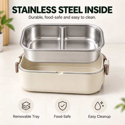 Portable Electric Heated Lunch Box Water-Free Food Warmer