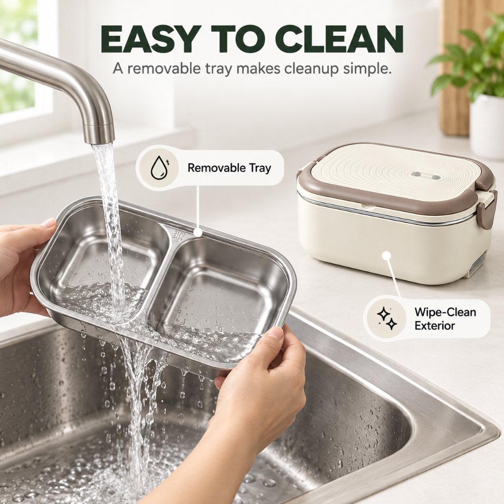 Portable Electric Heated Lunch Box Water-Free Food Warmer