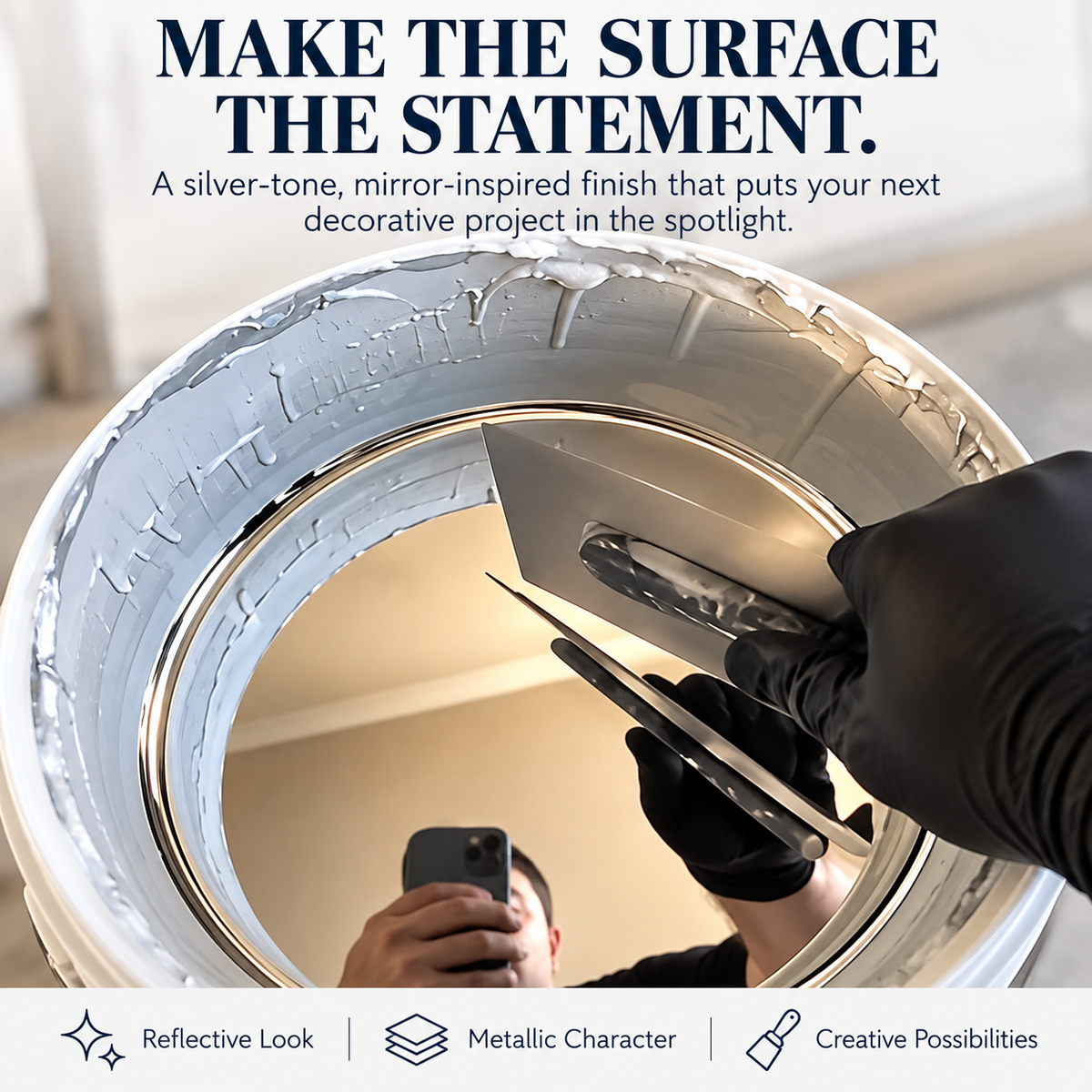 ✨ Mirror-Effect Decorative Coating – Turn Ordinary Surfaces into Eye-Catching Silver-Tone Statements