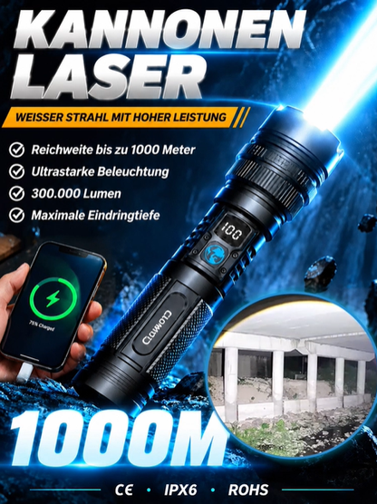 🔦【Ultra Bright Sky Cannon】Ultra-bright white laser flashlight, rechargeable and portable for emergencies