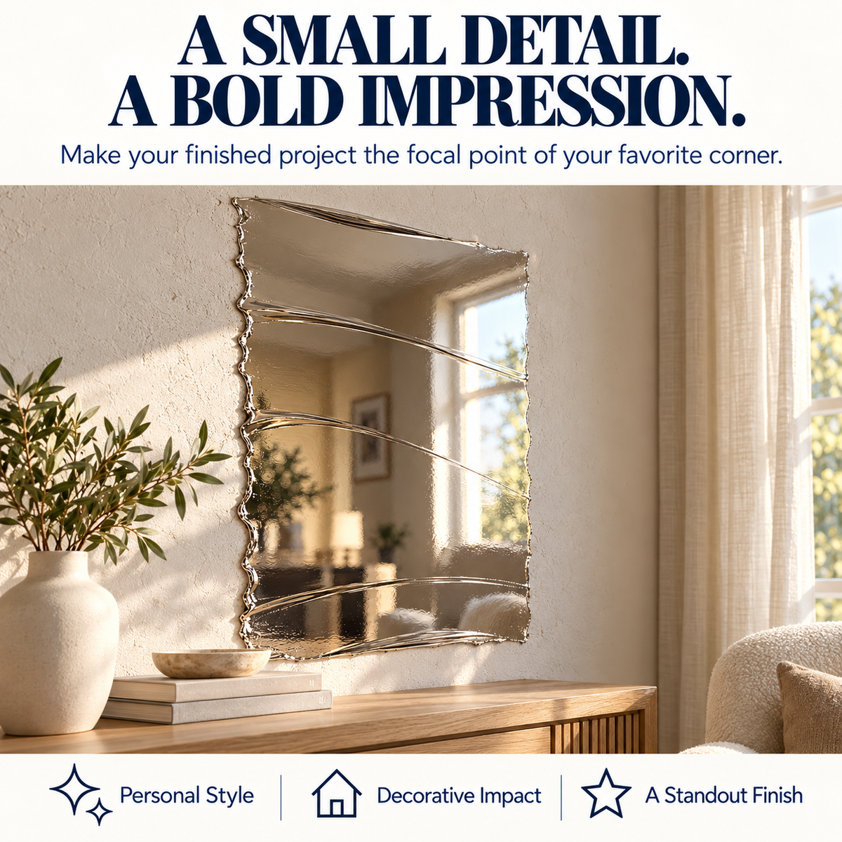 ✨ Mirror-Effect Decorative Coating – Turn Ordinary Surfaces into Eye-Catching Silver-Tone Statements