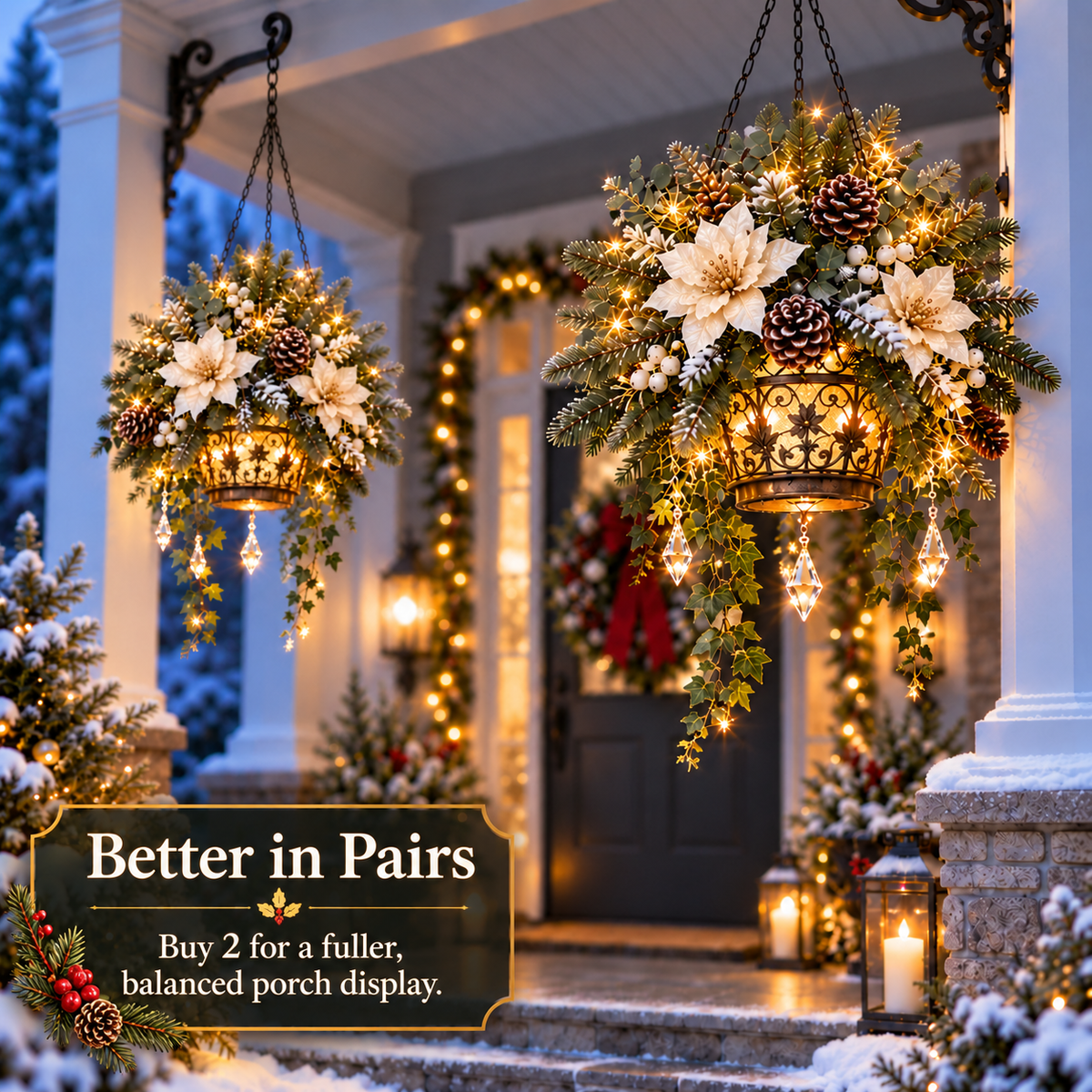 🔥Winter Bloom Glow™ Collection 🔥Pre-Lit Winter Floral Collection、Luminous Winter Flower Decor、Glowing Frosted Blooms