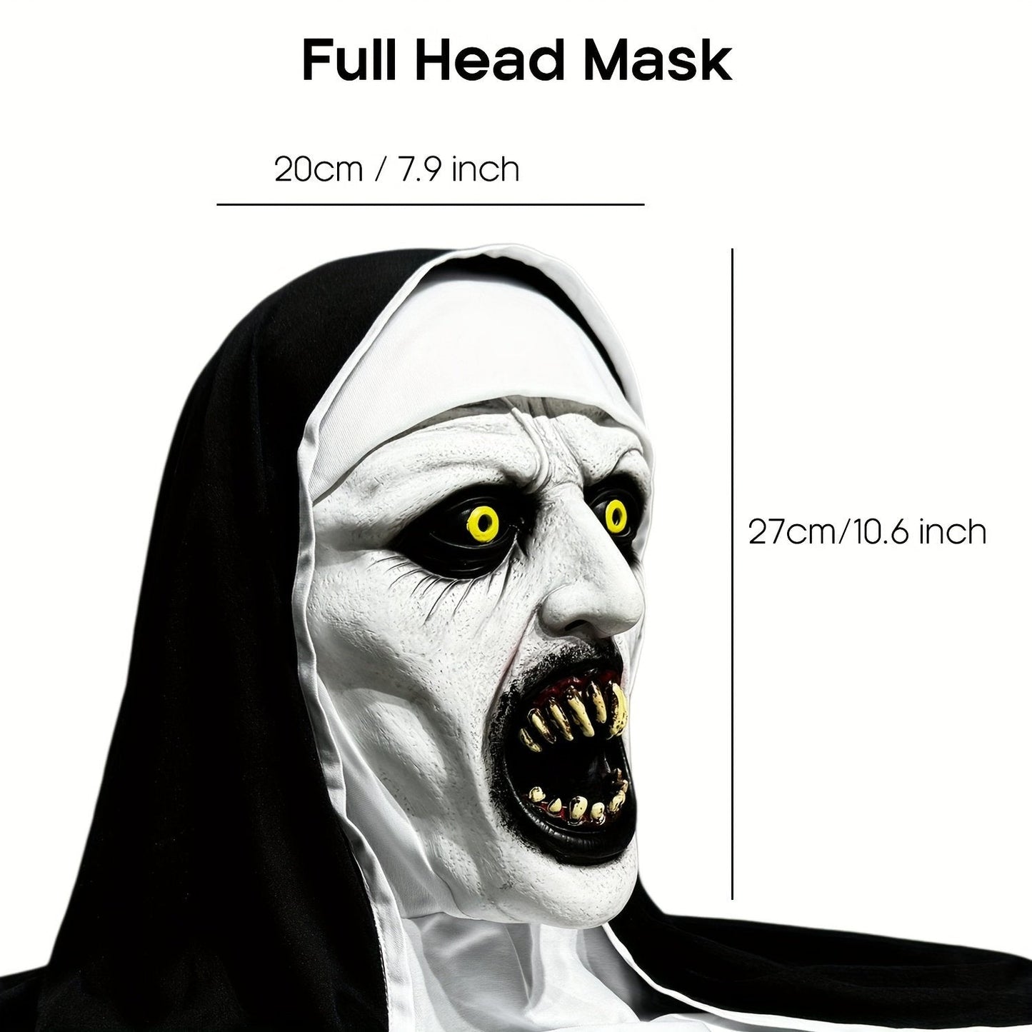 🎃Spooky Qualteus Nun Halloween Mask Latex Handwashable Cosplay Costume Accessory