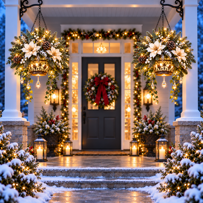 🔥Winter Bloom Glow™ Collection 🔥Pre-Lit Winter Floral Collection、Luminous Winter Flower Decor、Glowing Frosted Blooms