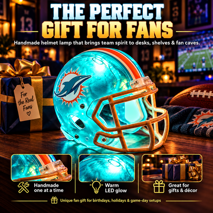 🏈 Handmade Football Helmet Lamp – LED Team Fan Cave Light with 32 Team Styles