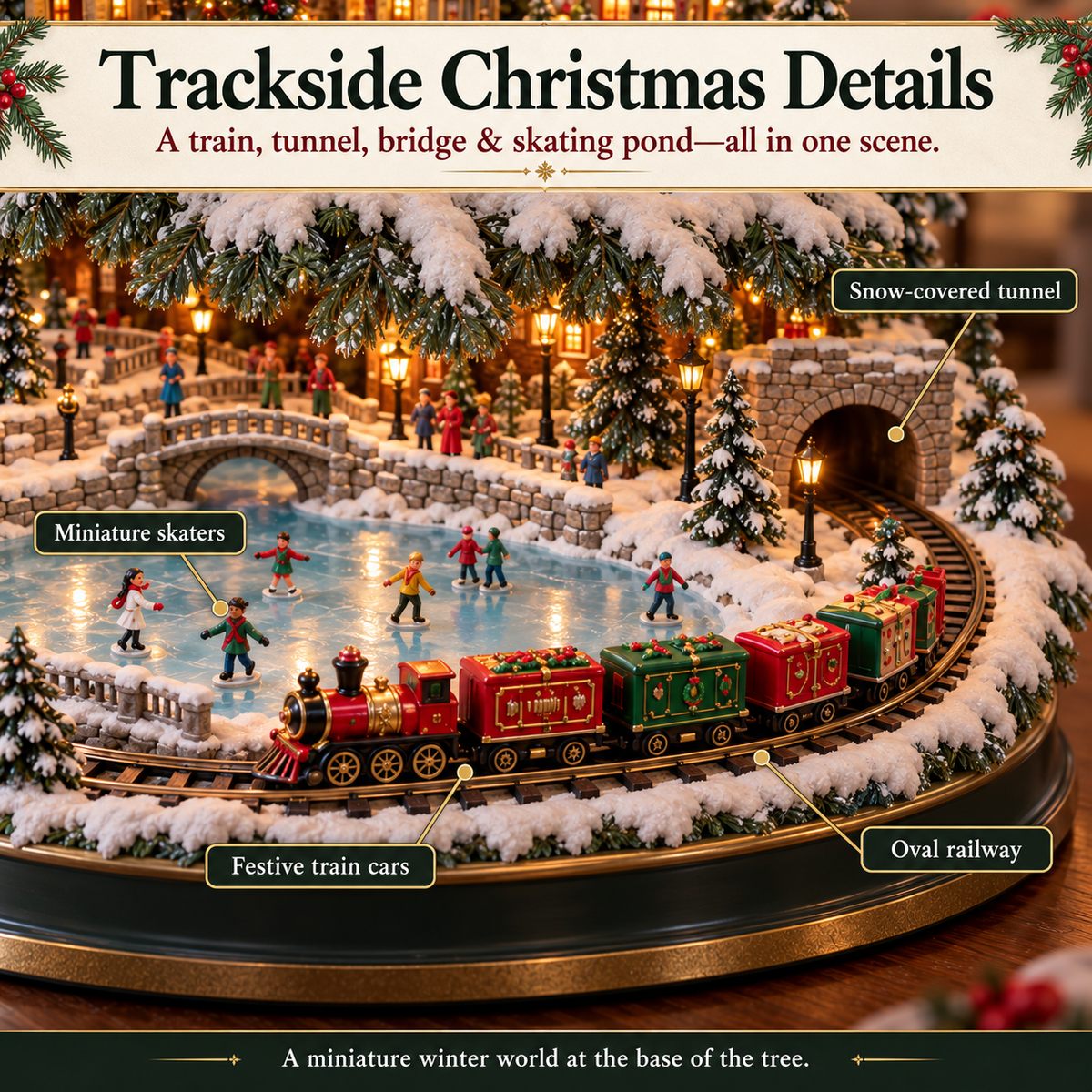✨LAST DAY 49% ✨OFF Lighted Christmas Village Tree with Train & Carousel