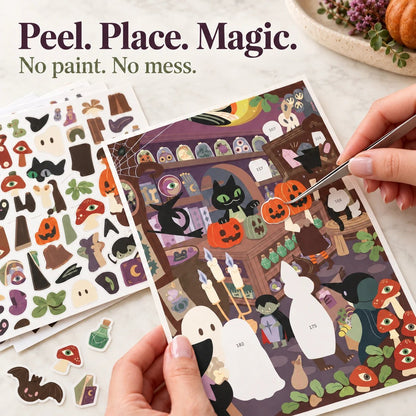 🐈‍⬛✨ 246-Piece Witchy Shop Numbered Sticker Mural 🎃