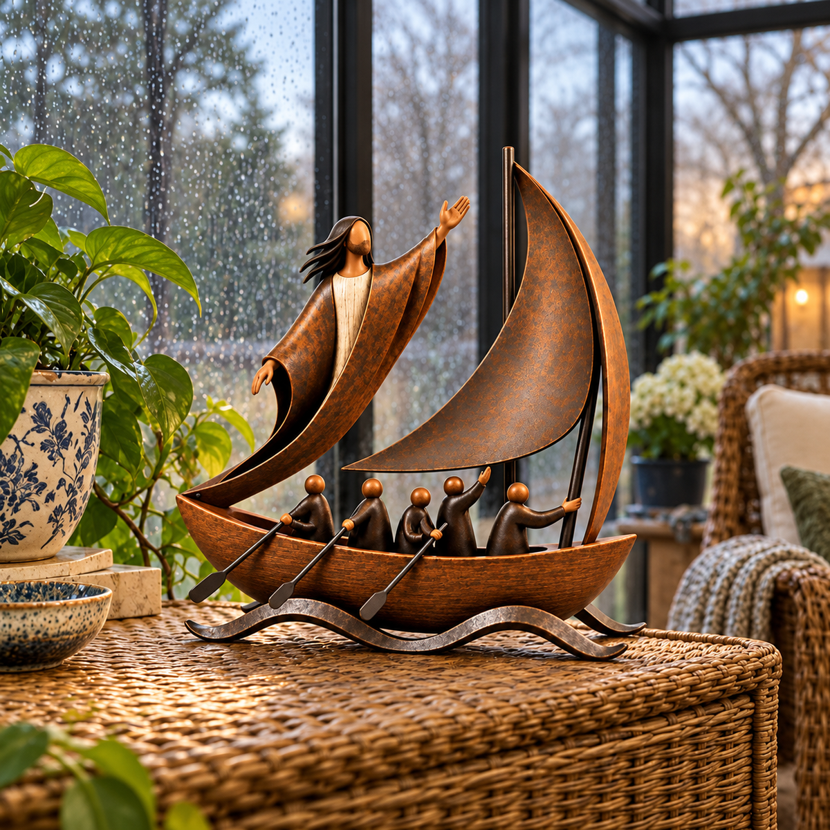 Peace in the Storm Faith Sailboat Sculpture