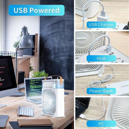 3-Speed Portable Misting Cooler Desk Fan