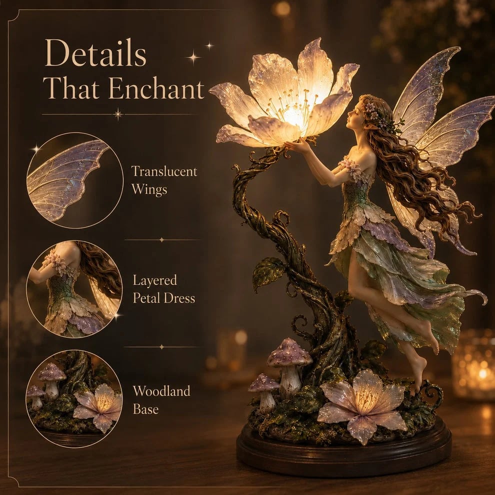 🧚🌺 Glowing Fairy Garden Sculpture – Magical Floral Ambient Light for Cozy Spaces 🌙