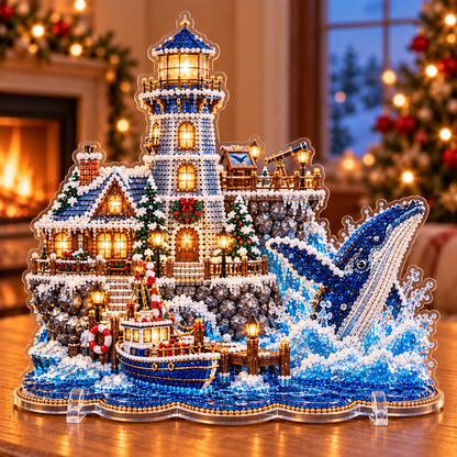 🎄 Christmas Lighthouse Village – DIY Sparkling Diamond 2D Art Decoration Kit