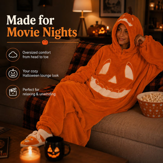 🎃 Cozy Pumpkin Onesie Pajamas – Ultra-Soft, Warm & Halloween-Ready 👻🧡