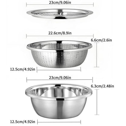 [DealsForYouDays] Multifunctional cutting machine,3-In-1 Stainless Steel Multi-Functional Strainer Set, Includes Basin/sieve/cutter, Ideal for Washing Rice Fruits Vegetables Kitchen Essentials