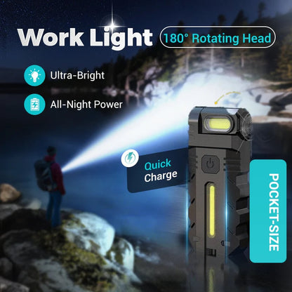 LED work light with 180° rotating head