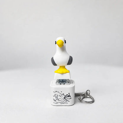 😆Seagull MINE! Button Keychain-Real Sound & LED Light