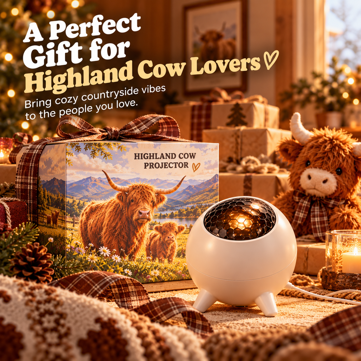 Highland Cow Projector | Cozy Room Decor & Gift