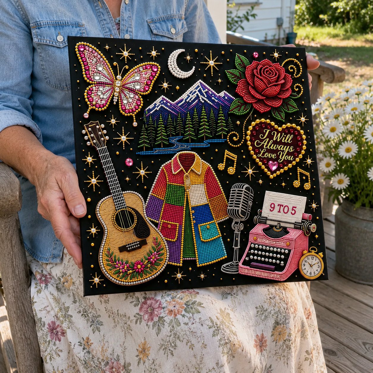 🎤 Premium 3D Pearl Dolly Country Music Tribute Art Kit | Luxury Flocked Canvas with Scratch-Resistant Non-Fading Acrylic Resin Pearls & Faceted Drills DIY Keepsake Decor 💎✨