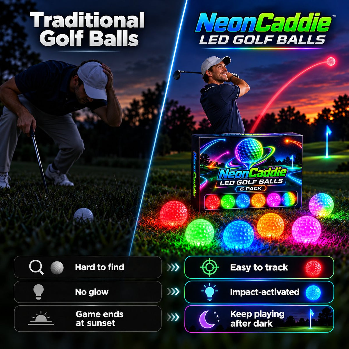 Glow-in-the-Dark LED Golf Balls | Night Play Innovation ⛳