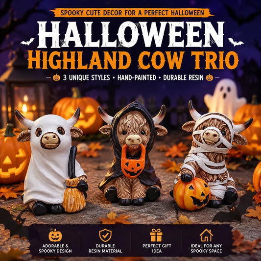 🔥 55% OFF TODAY 🎃 Halloween Highland Cow Resin Figurines