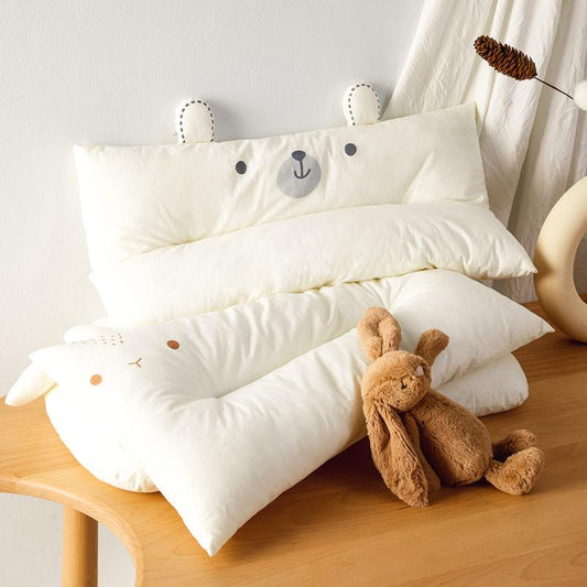 🐻 Dreamy Animal Toddler Pillow | Ergonomic Neck Support | 100% Cotton | Bear, Rabbit & Cat