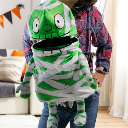 🧟 Interactive Singing Mummy Plush Kids Backpack | Halloween Trick-or-Treat Candy Bag