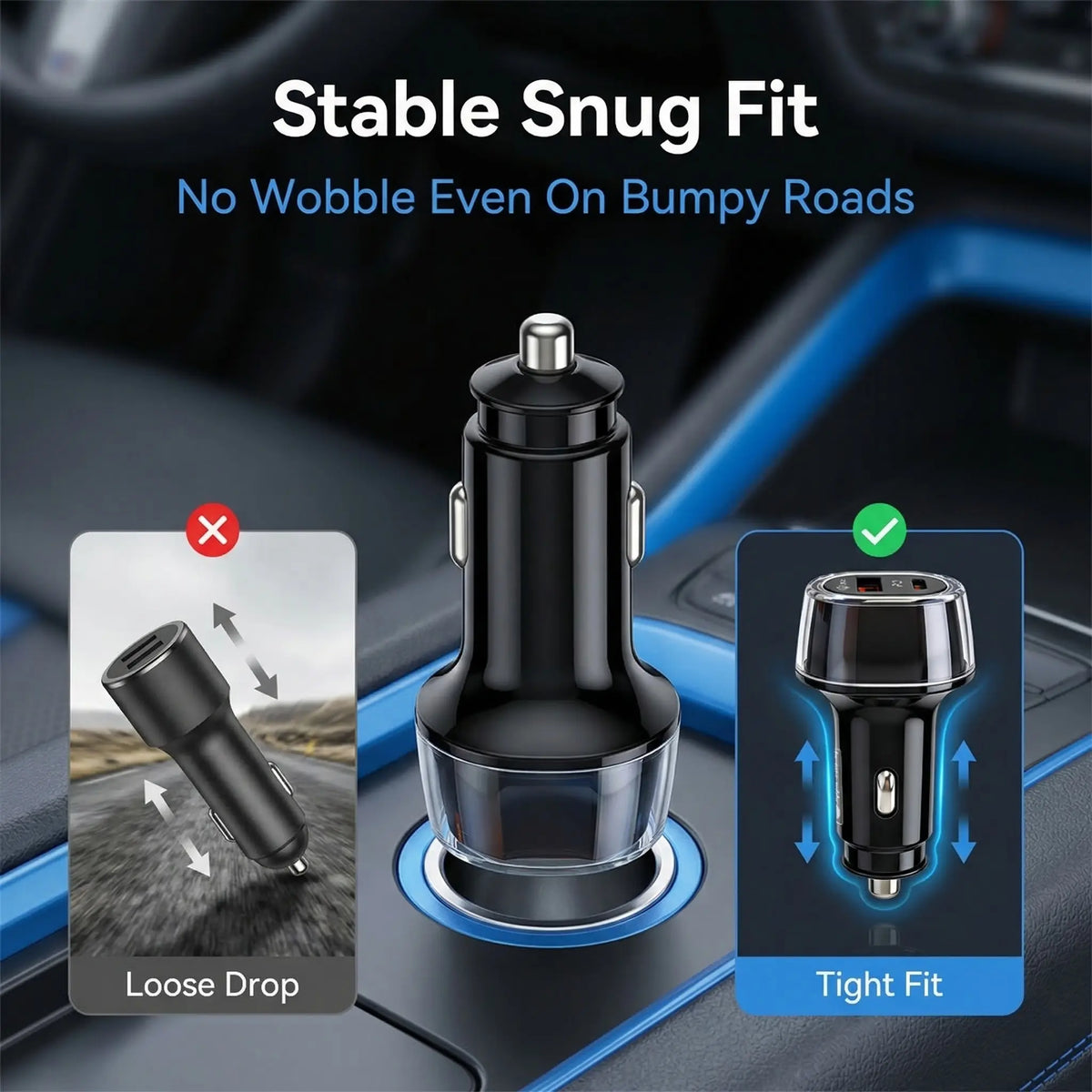 2-in-1 Compact Car Charger GPS Tracker Adapter
