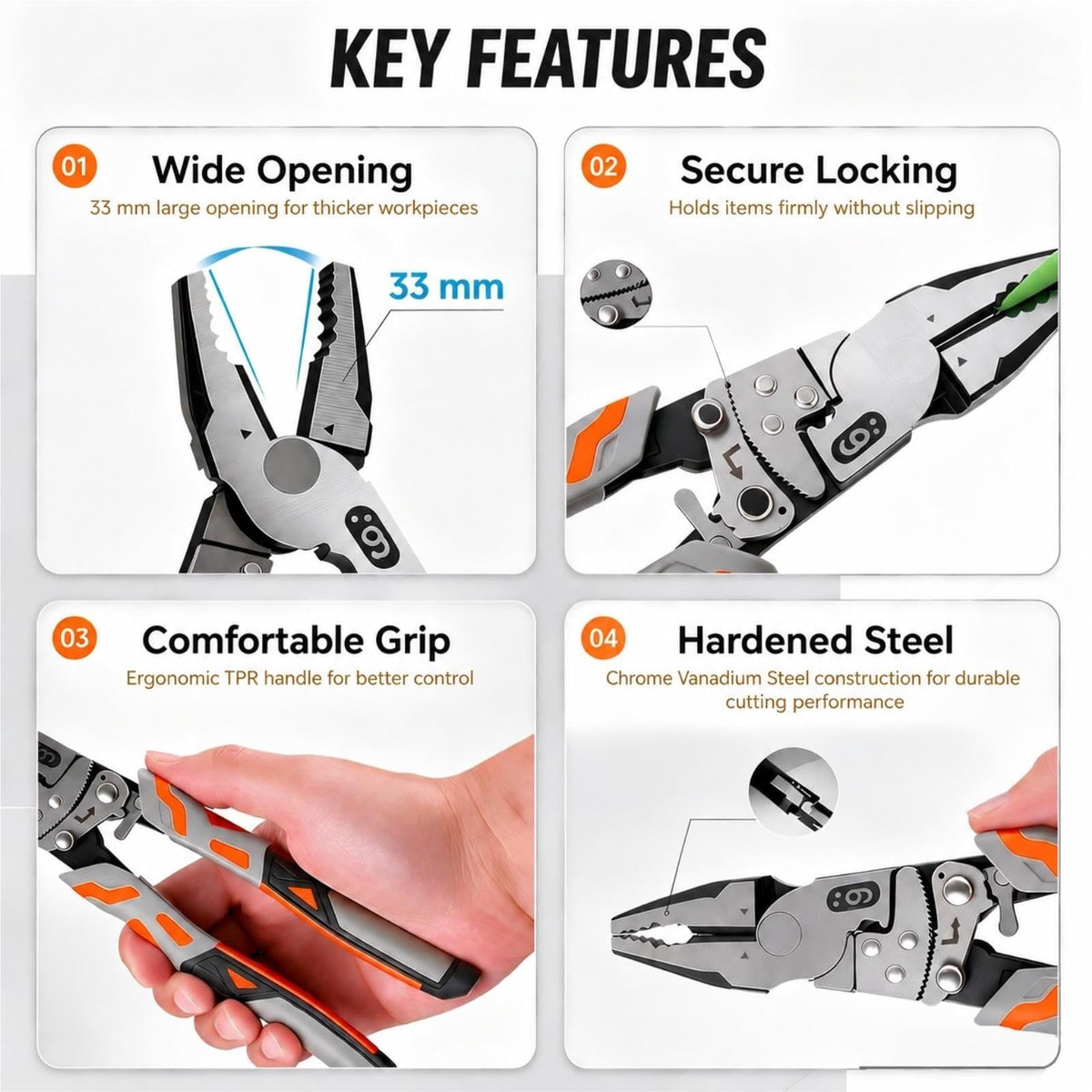 55-Steel Self-Locking Anti-Skid Ratchet Pliers | Heavy-Duty Wire Cutters & Holding Tool, Hands-Free Grip DIY Hardware for Automotive & Plumbing Projects 🔧⚙️