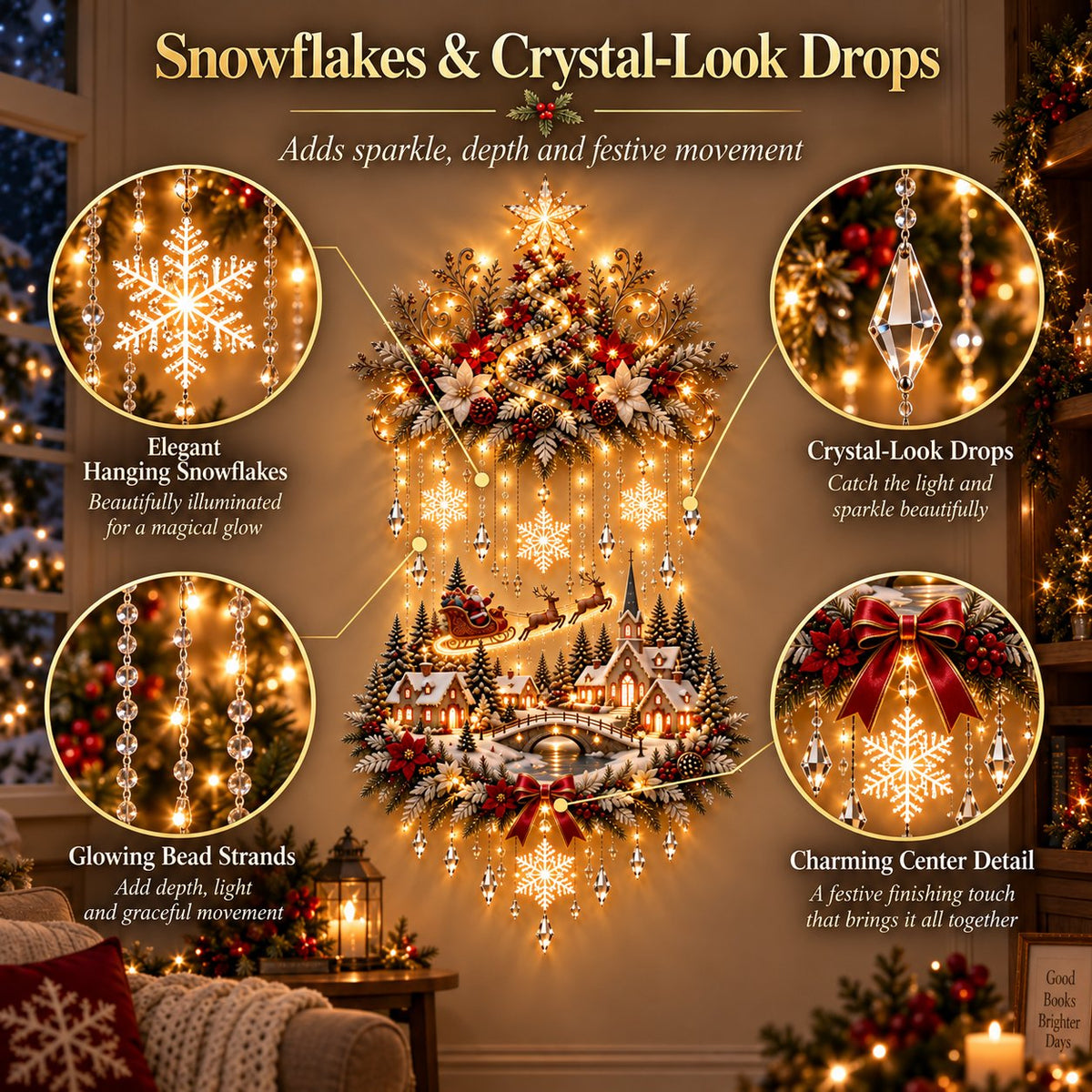 🎄✨ Christmas Village Glow™ | Lighted Tree & Town Wall Hanging