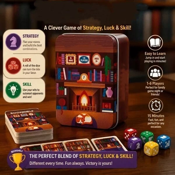 📚🎲Cooperative Stacking Game | Skill & Balance Card and Book Tower Game in Travel Tin