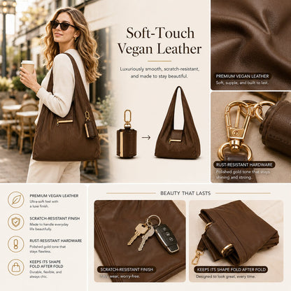 Varelli Charm Transformable Bag – Stylish Vegan Leather Tote & Keychain Charm