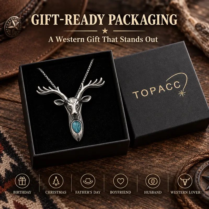 Western Skull Pendant Necklace & Belt Clip