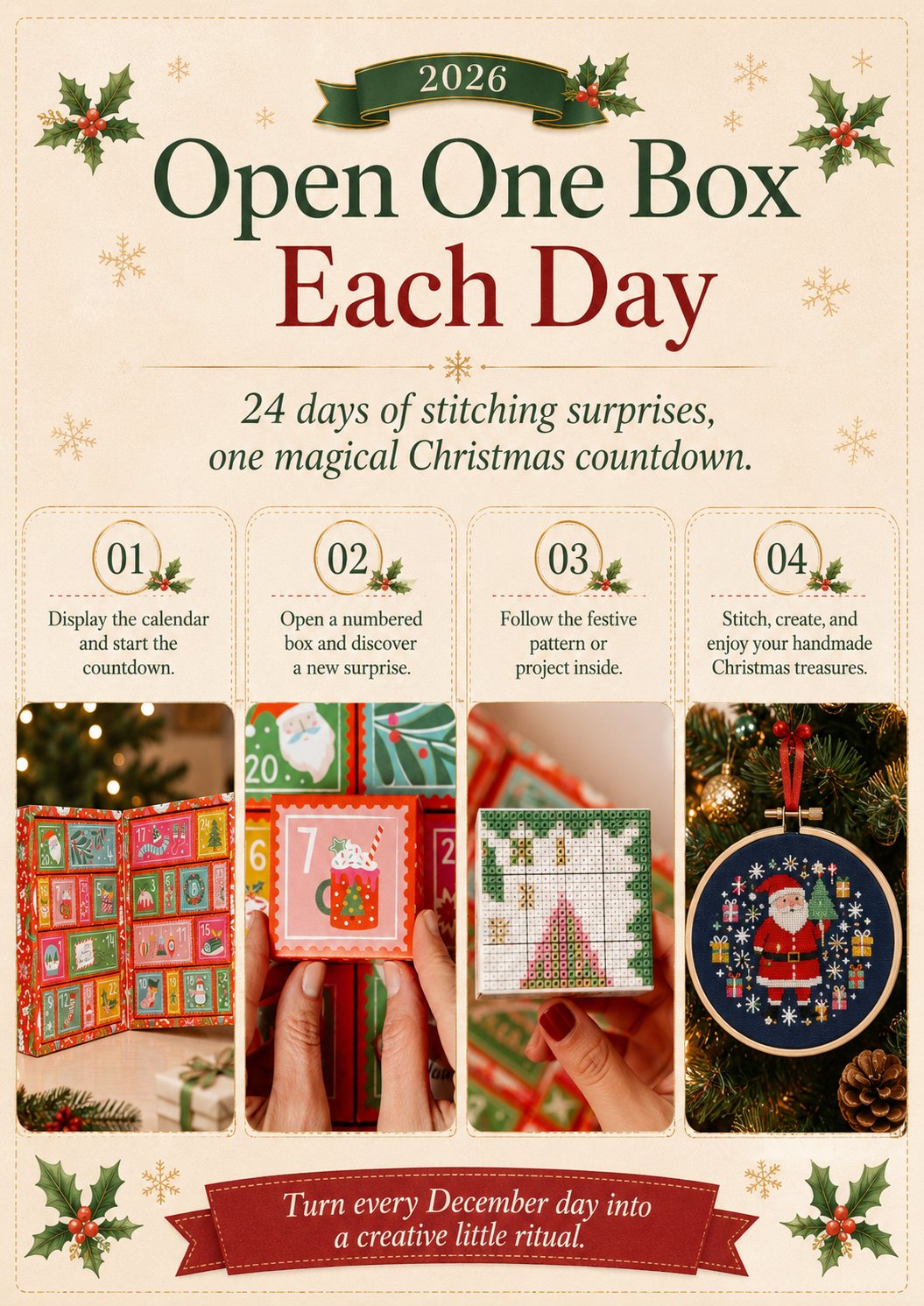 🎄🧵 2026 Cross Stitch Advent Calendar Box 🎁✨